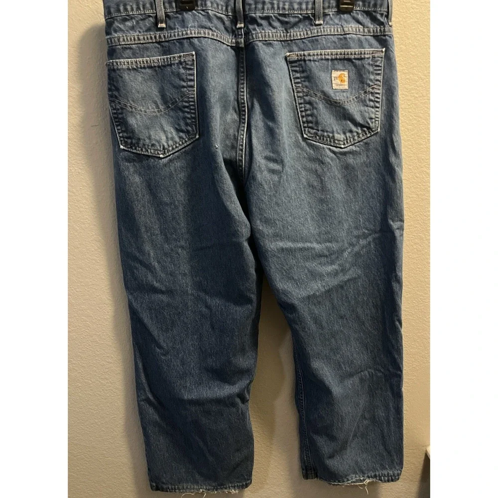 Carhartt‎ FR Denim Blue Work Jeans Relaxed Fit Men 42x28 Workwear FRB100DNM